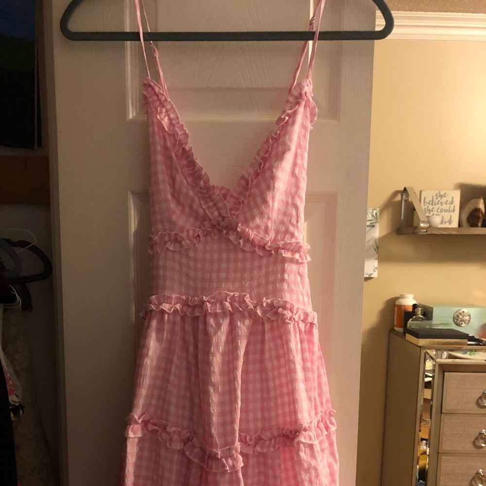 Never worn - pink and white gingham boutique dress